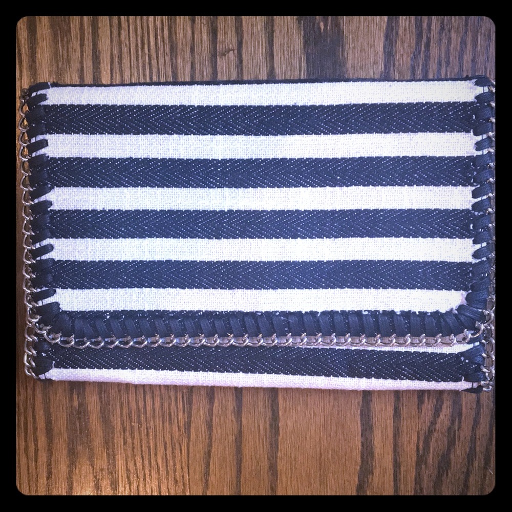 Nordstrom Black/White Striped Clutch